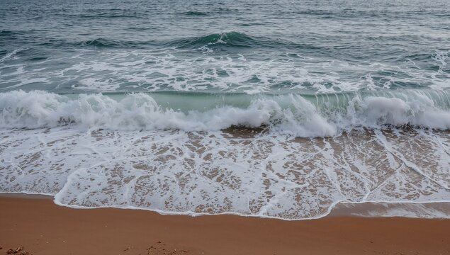 Waves crashing onto the shore, natural ocean rhythm