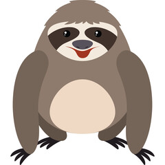 Naklejka premium Cute Cartoon Sloth With Transparent Background Full Body Portrait Adorable Animal Illustration