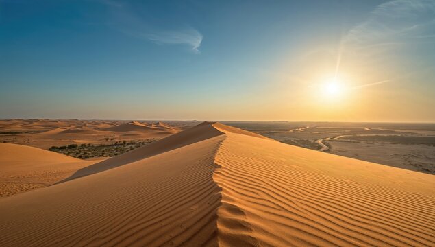 Wahaiba Sands in summer, showcasing dry desert dunes and arid landscape, highlighting erosion risk