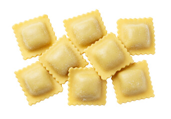 Isolated ravioli squares, Italian cuisine, handmade pasta, traditional meal, food photography