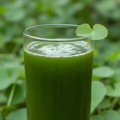 Indian pennywort Fresh ( Gotukola Herbal Drink ) in Transparent Glass