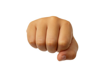 Isolated human fist gesture, physical expression of anger or aggression, skin detail