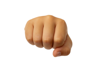 Isolated human fist gesture, physical expression of anger or aggression, skin detail