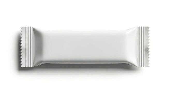 Illustration of blank white snack bar package, mockup