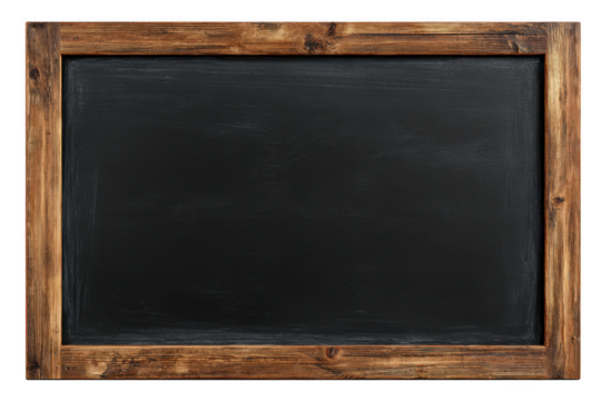 Empty blackboard with wooden frame isolated