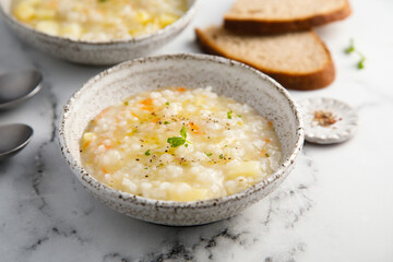 Thick vegetable soup with rice