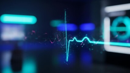 Heartbeat Pulse on Display Futuristic Medical Technology Visualization