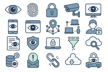 Cybersecurity & Privacy Icons &ndash; Data Protection and Network Safety