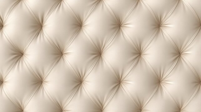 Cream colored padded fabric background with diamond stitch pattern, realistic soft texture, luxury bedding design