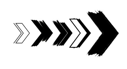 Black outline arrow shape isolated on transparent background