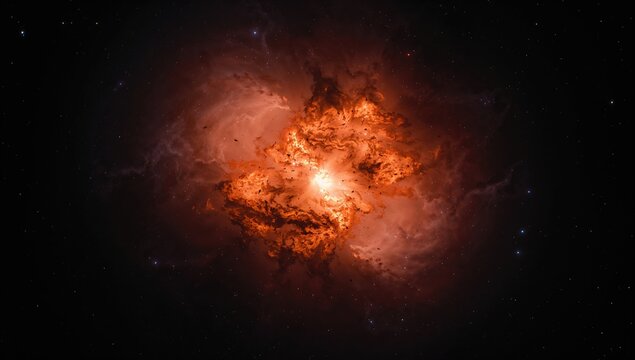 Supernova event in space, a massive star losing its outer layers, leading to nebula creation, cosmic transformation