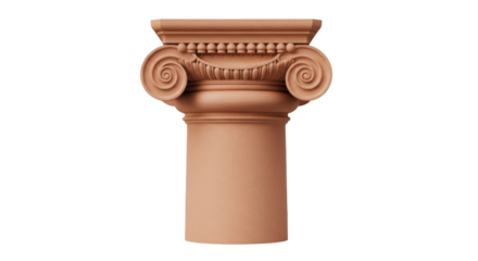 Isolated Corinthian column capital architectural element for building decoration on a plain background