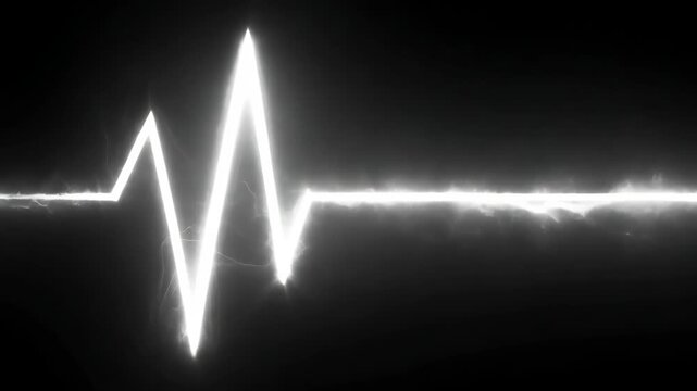 Abstract Heartbeat Waveform on Black Background for Medical and Design Purposes