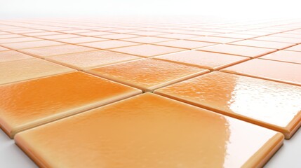 Orange square cells pattern with liquid texture and soft light for abstract background. Skincare product concept for beauty and cosmetic industry.