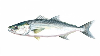 Fototapeta premium Watercolor depiction of capelin fish, whole fresh saltwater fish, marine food source, protein-rich meal