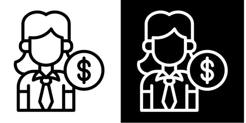 Business Investment Icon Set White Style Collection
