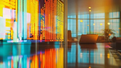 Abstract data display reflecting on modern office table - Powered by Adobe