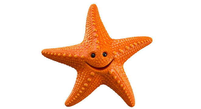Orange Starfish isolated on pure transparent background