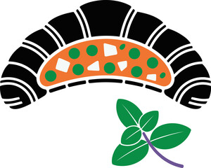 Delicious croissant filled with vibrant toppings and fresh basil garnish for culinary inspiration