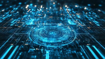 Digital circuit board with glowing data processing technology - Powered by Adobe