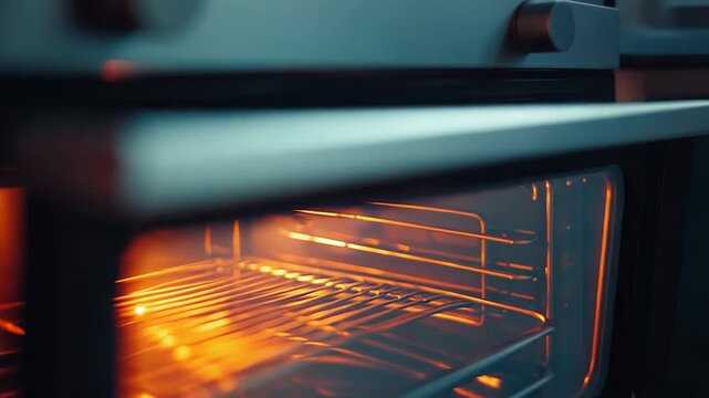 Warming oven interior glowing with orange heat
