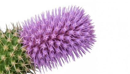 Close-up of vibrant lavender-blue prickly cones with tiny flowers from Dipsacus fullonum, showcasing an invasive decorative weed species, awareness of invasive species management