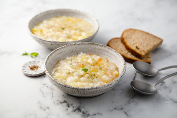 Thick vegetable soup with rice