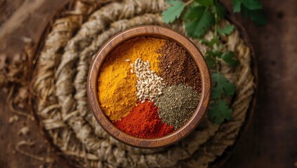 Bowl filled with various Indian spices, culinary exploration