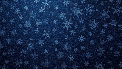Pattern of snowflakes on a dark blue backdrop, ideal for editorial header background