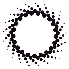 Halftone circular frame forming radial burst pattern