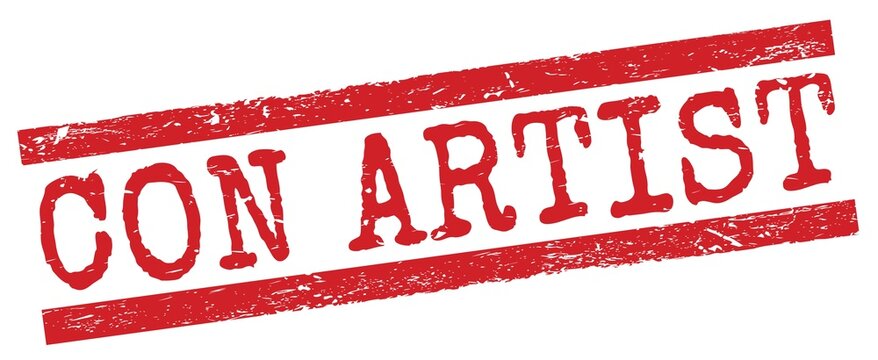 CON ARTIST text on red lines stamp sign.