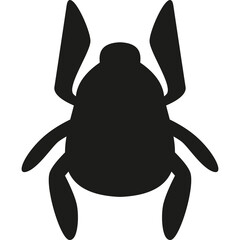 Black Silhouette of a Stylized Insect or Bug Icon with Antennae and Legs on Transparent Background Ideal for Graphic Design and Symbolism