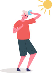 Young man cooling down from hot summer sun