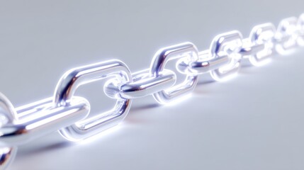 Obraz premium A shiny metallic chain links together, reflecting light and creating a sleek, modern appearance.