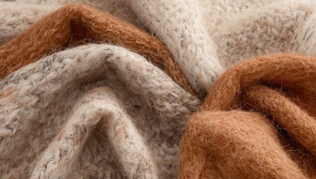 Wool scarf texture in white and autumn hues, ideal for winter fashion and seasonal sale