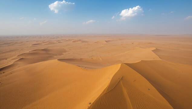 Aerial view of shifting sand dunes in the desert, showcasing erosion risk