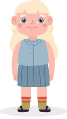 Smiling young cartoon girl standing flat illustration