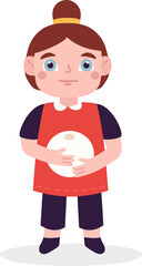 Fototapeta premium Girl holding white dough preparation for baking