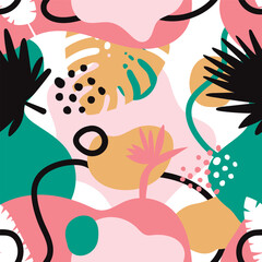 Abstract tropical leaves seamless pattern modern design