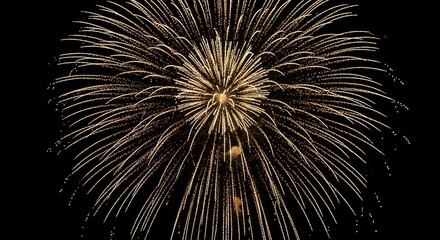 Golden fireworks burst against night sky celebrating festivity