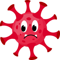 Cartoon virus character looking sad and worried