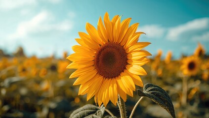 Sunflower blossom with a soft background, ideal for editorial header use