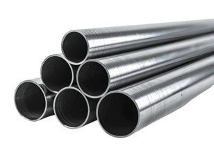 Stacked metallic hollow cylinders on black background