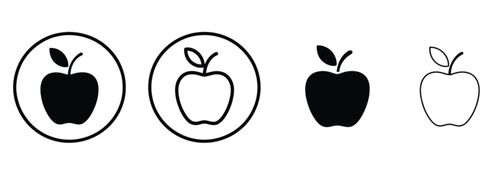 Fresh apple icons for modern designs, perfect for nutrition apps or educational material, clean and simple line art conveys healthy eating and wellness, great for website graphics