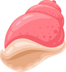 Pink spiral seashell marine life drawing on white background