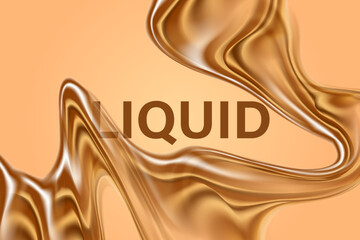 Abstract liquid caramel splash texture, luxury brown, rich fluid gradient background with copy space. Flowing wave form, elegant smooth glass shape design element decoration. Beauty backdrop banner.