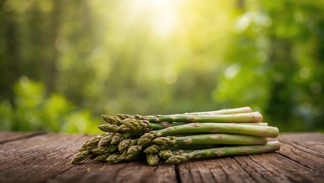 Freshly Gathered Wild Asparagus from a Lush Forest Displayed on a Surface, Nutrient-Rich Choice