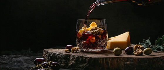 Elegant Red Wine Pouring into Glass