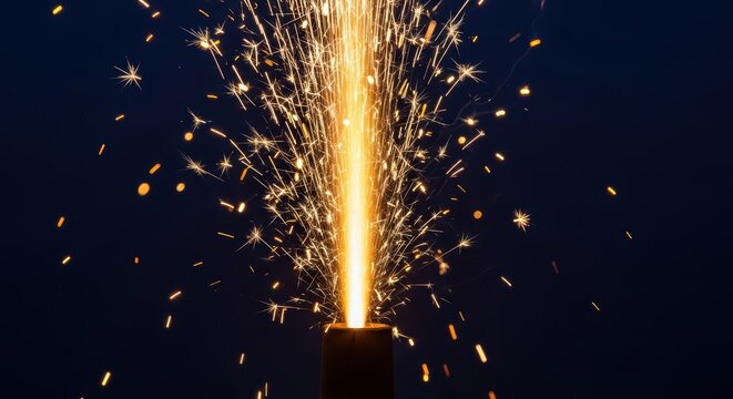 Bright firework eruption with vibrant sparks against night sky