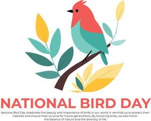 Vector Illustration of Colorful Bird on Branch with Autumn Leaves for Nature and Wildlife Design Themes